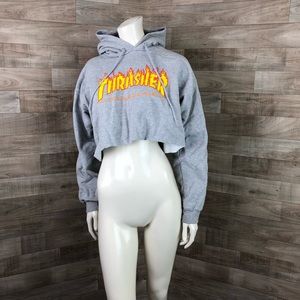 Thrasher Size M self Cropped Pullover Grey